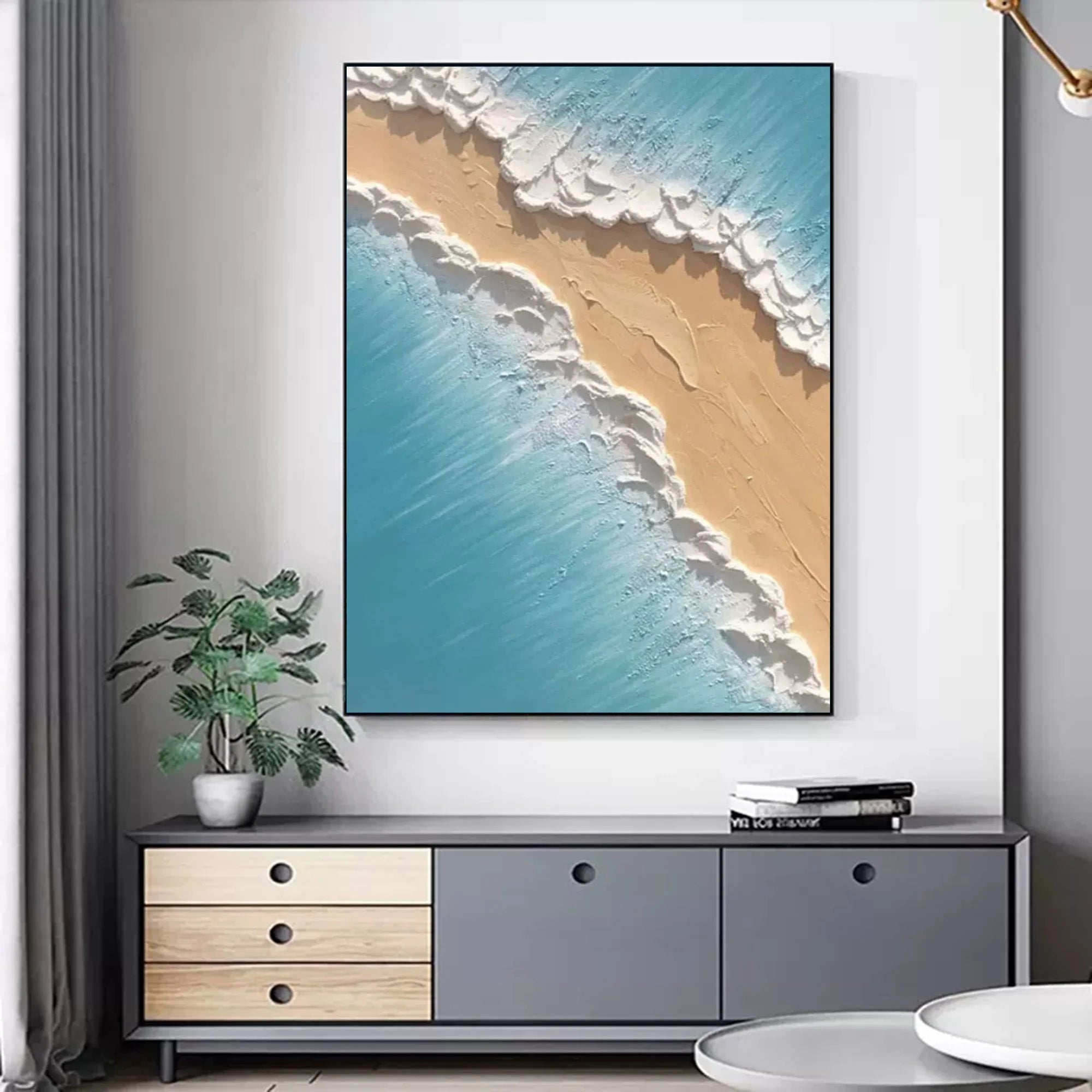 Multicolor Shoreline Serenity Canvas Painting For Home Decoration - Artwallpainting