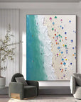 Multicolor Shoreline Serenity Textured Beach Umbrella Art - Artwallpainting