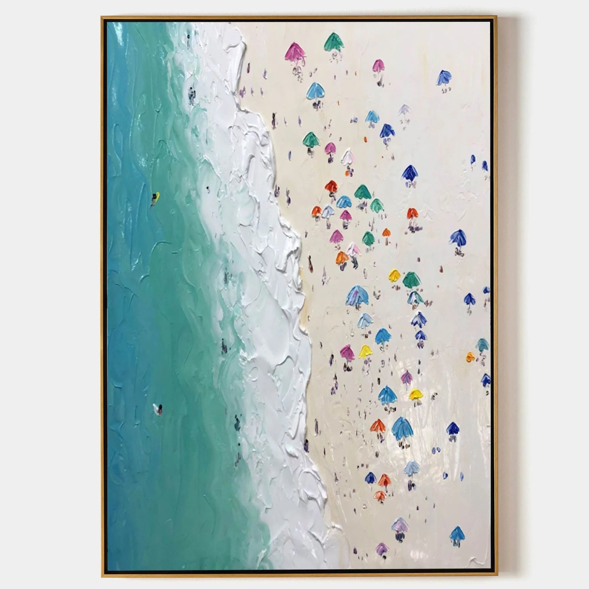 Multicolor Shoreline Serenity Textured Beach Umbrella Art - Artwallpainting