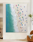Multicolor Shoreline Serenity Textured Beach Umbrella Art - Artwallpainting