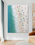 Multicolor Shoreline Serenity Textured Beach Umbrella Art - Artwallpainting