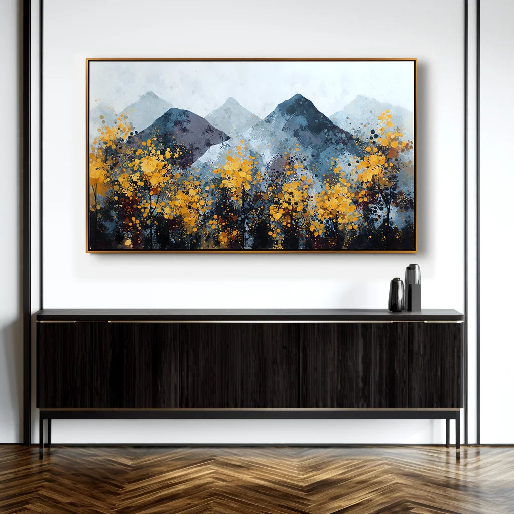 Multicolor Silence Abstract Autumn Mountainscape Canvas Painting - Artwallpainting