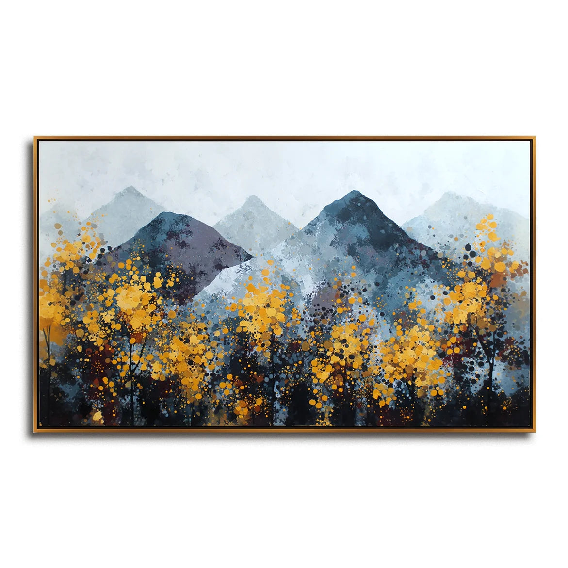 Multicolor Silence Abstract Autumn Mountainscape Canvas Painting - Artwallpainting