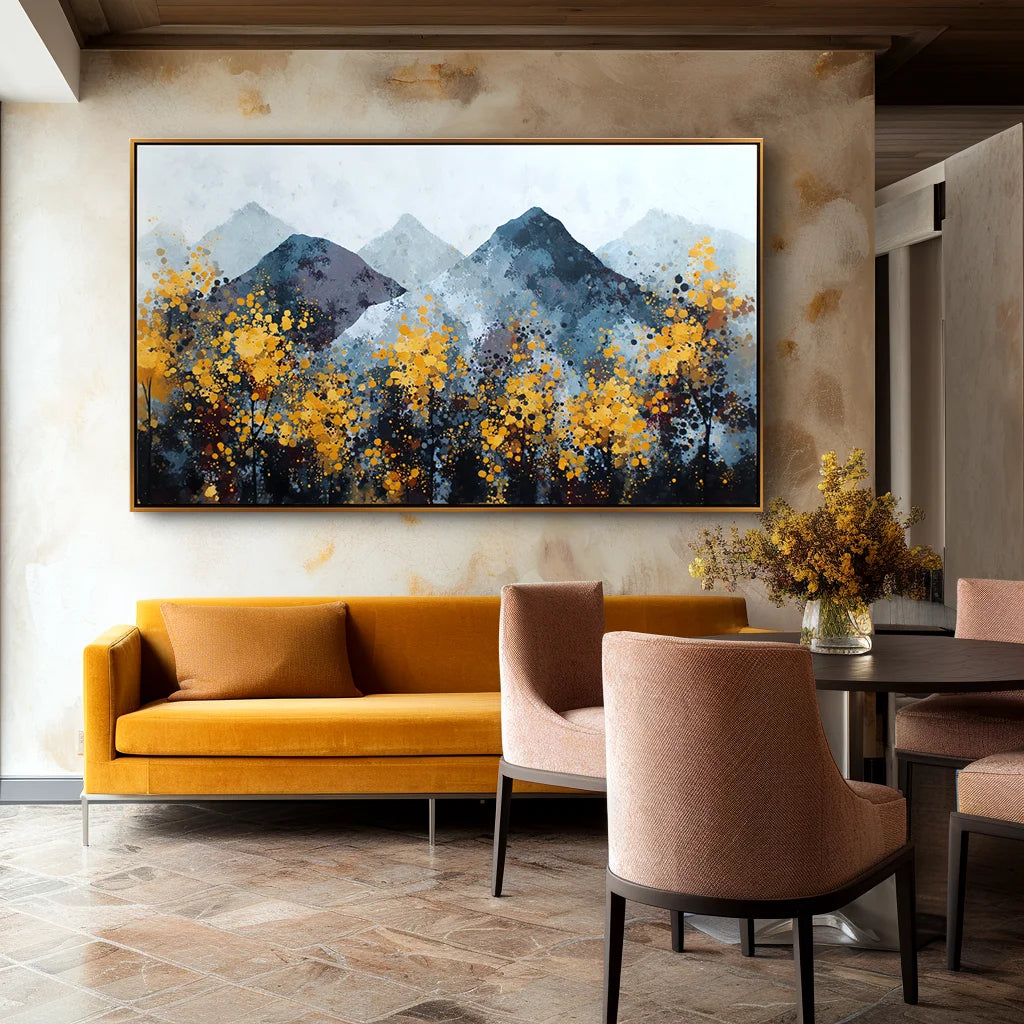 Multicolor Silence Abstract Autumn Mountainscape Canvas Painting - Artwallpainting