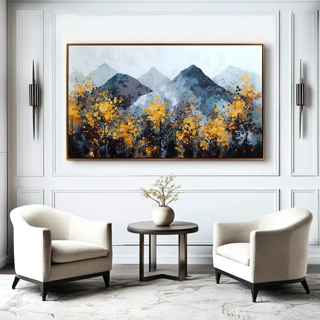 Multicolor Silence Abstract Autumn Mountainscape Canvas Painting - Artwallpainting