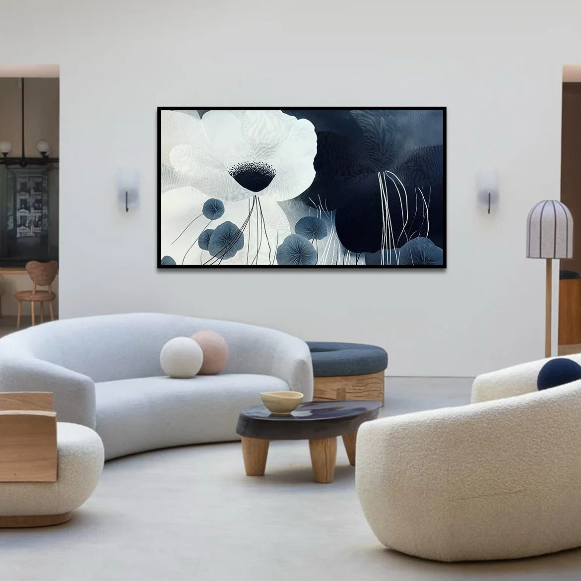 Multicolor Silent Bloom-Modern Minimalist Cold Tone Elegant Flower Wall Art Oil Painting - Artwallpainting