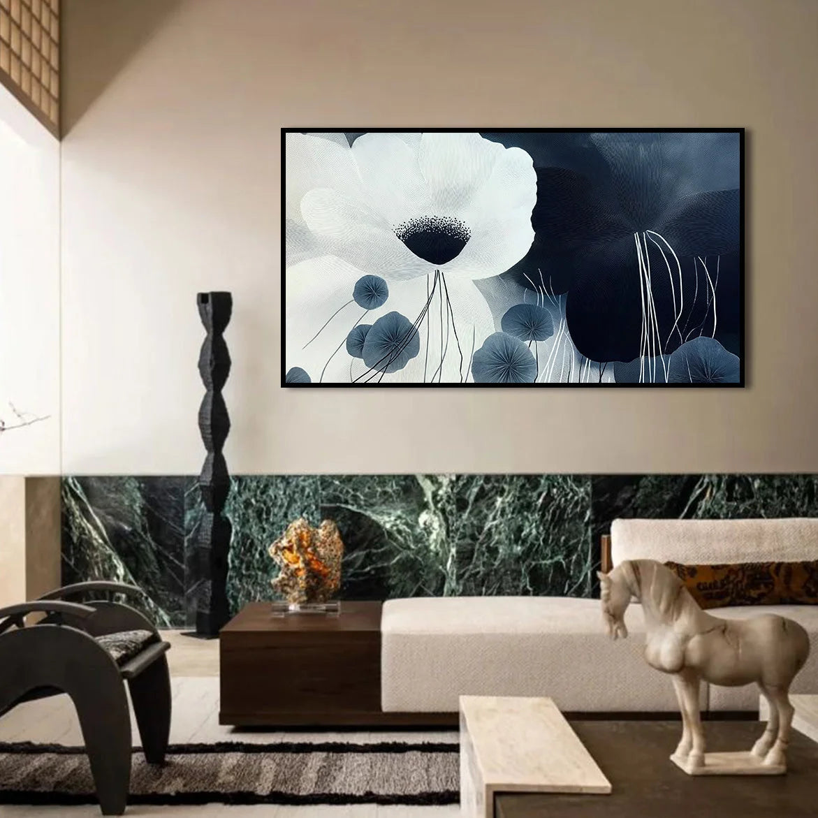 Multicolor Silent Bloom-Modern Minimalist Cold Tone Elegant Flower Wall Art Oil Painting - Artwallpainting