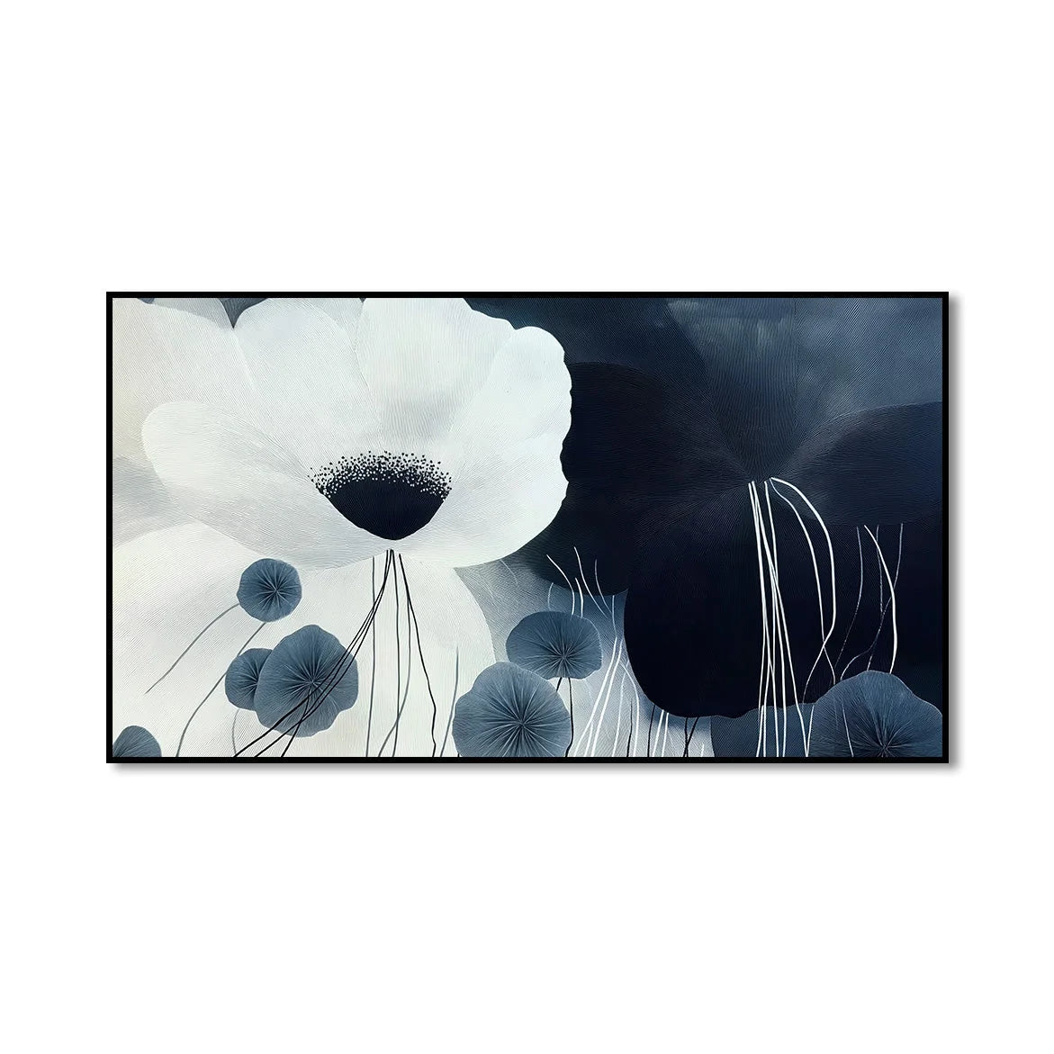 Multicolor Silent Bloom-Modern Minimalist Cold Tone Elegant Flower Wall Art Oil Painting - Artwallpainting