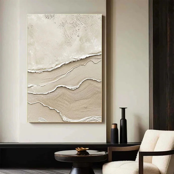 Multicolor Silent Dunes - Minimalist Textured Abstract Oil Painting In Neutral Tones - Artwallpainting