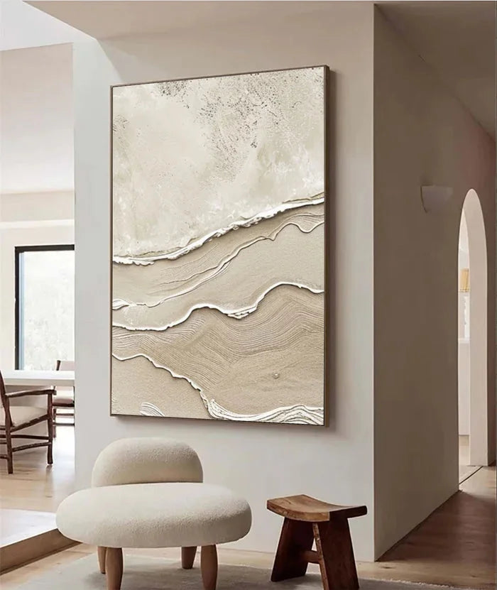 Multicolor Silent Dunes - Minimalist Textured Abstract Oil Painting In Neutral Tones - Artwallpainting