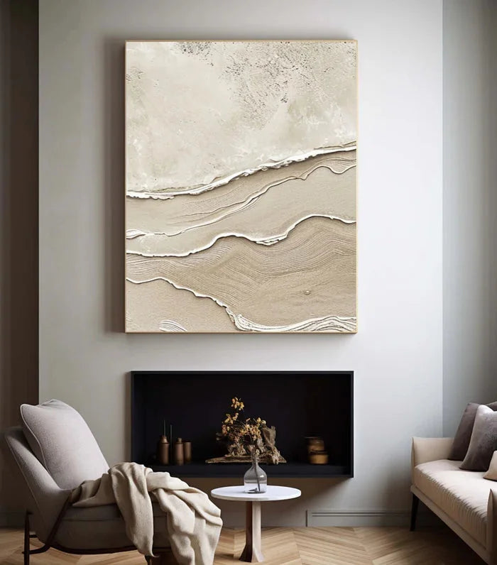 Multicolor Silent Dunes - Minimalist Textured Abstract Oil Painting In Neutral Tones - Artwallpainting