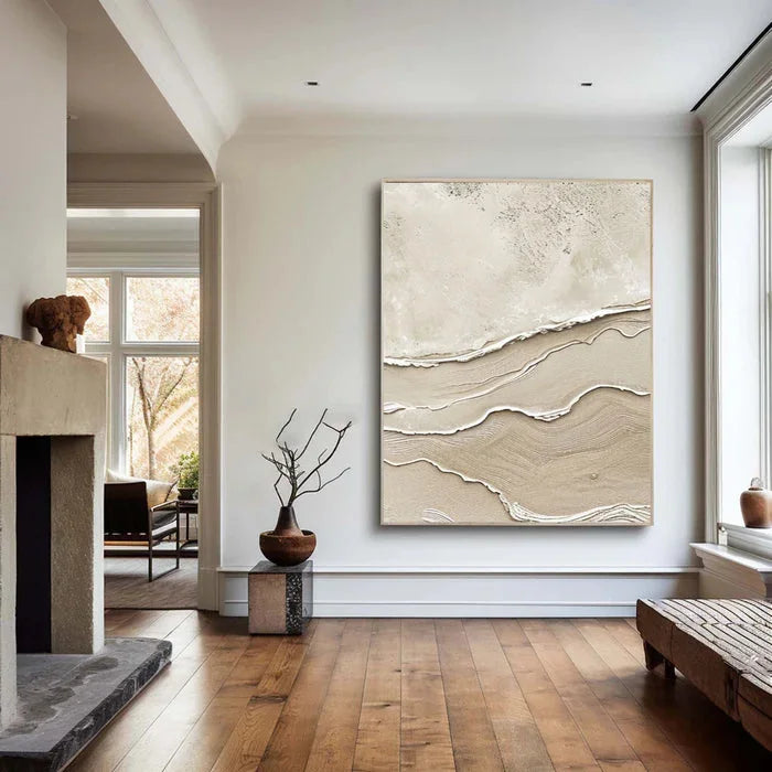 Multicolor Silent Dunes - Minimalist Textured Abstract Oil Painting In Neutral Tones - Artwallpainting