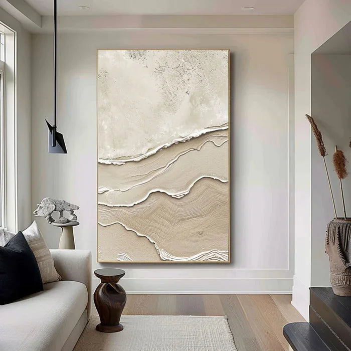 Multicolor Silent Dunes - Minimalist Textured Abstract Oil Painting In Neutral Tones - Artwallpainting
