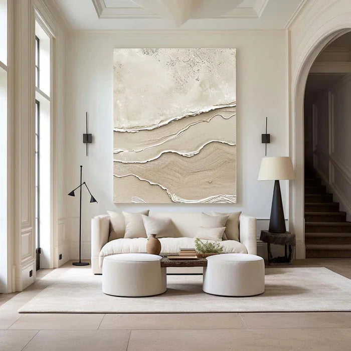 Multicolor Silent Dunes - Minimalist Textured Abstract Oil Painting In Neutral Tones - Artwallpainting