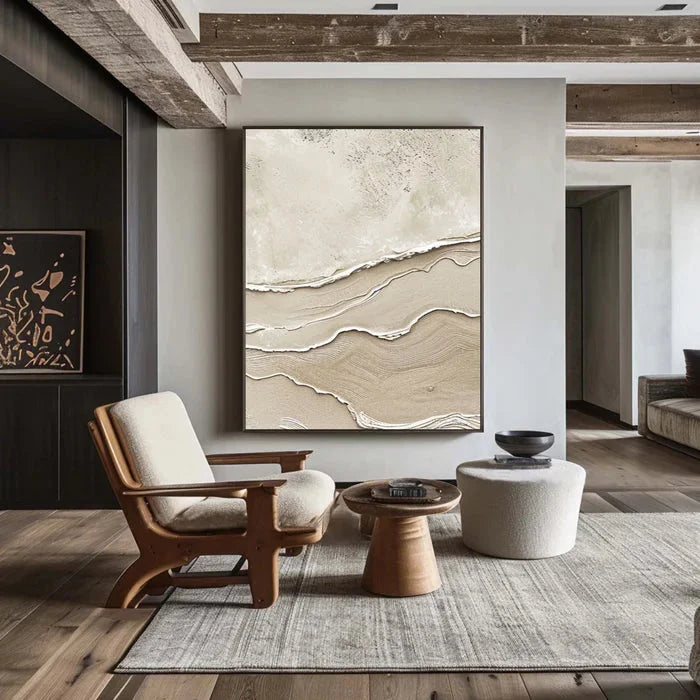 Multicolor Silent Dunes - Minimalist Textured Abstract Oil Painting In Neutral Tones - Artwallpainting