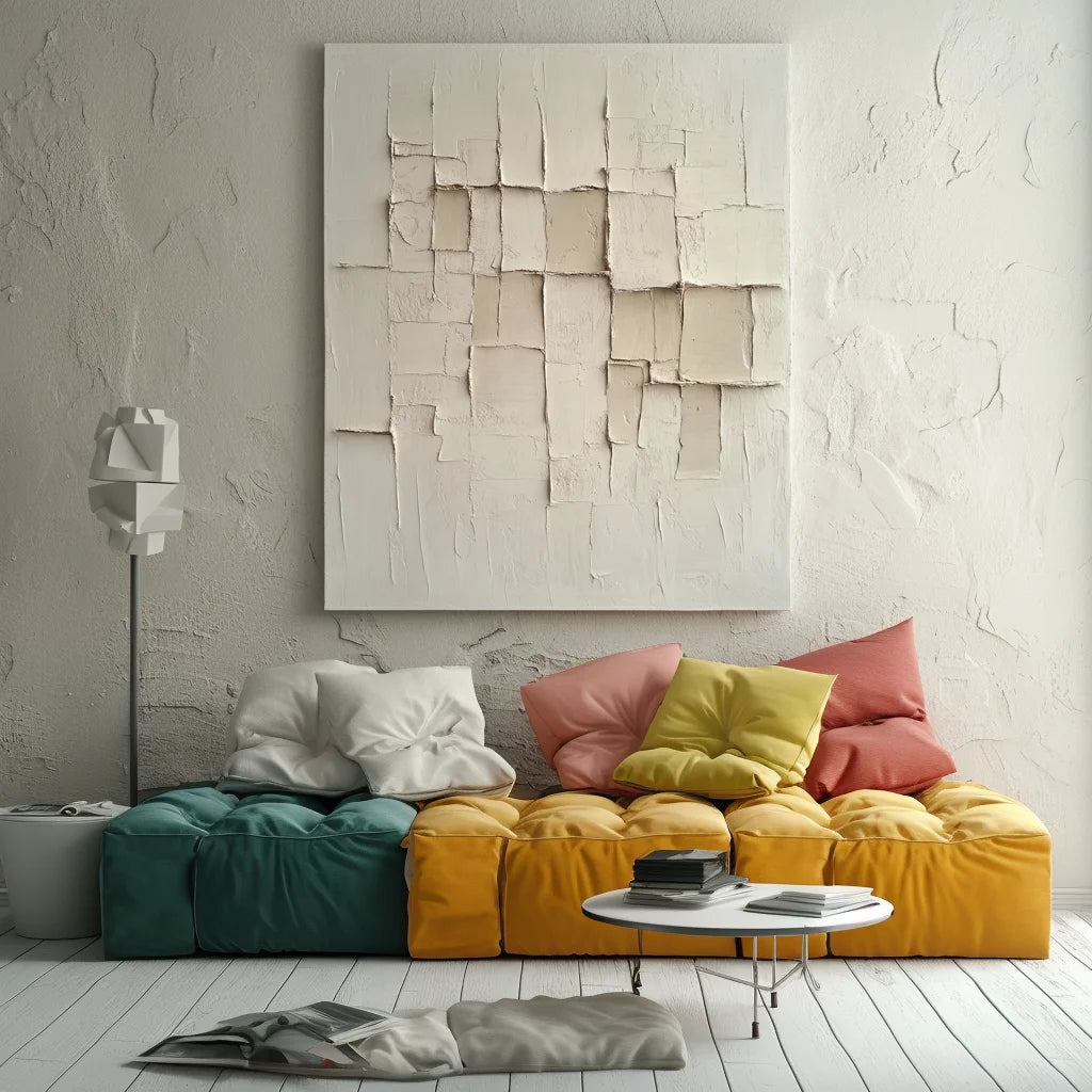 Multicolor Silent Formation-Wabi-Sabi Style Beige Three-Dimensional Abstract Wall Art - Artwallpainting
