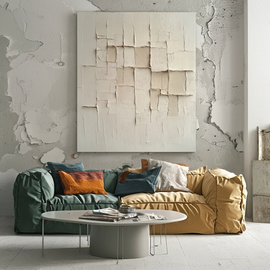 Multicolor Silent Formation-Wabi-Sabi Style Beige Three-Dimensional Abstract Wall Art - Artwallpainting