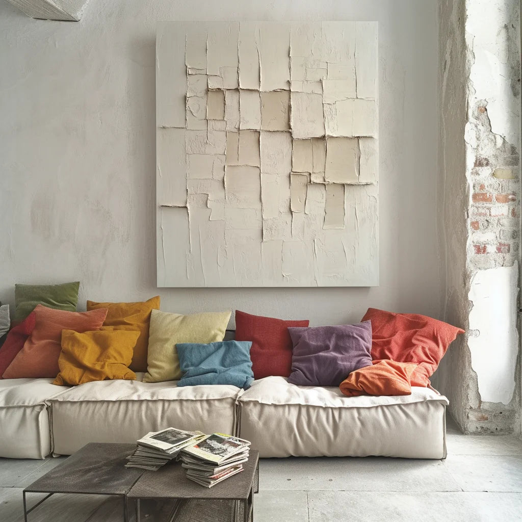Multicolor Silent Formation-Wabi-Sabi Style Beige Three-Dimensional Abstract Wall Art - Artwallpainting