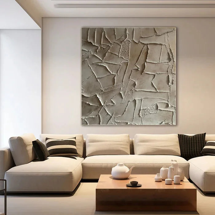Multicolor Silent Fragments - Minimalist Wabi-Sabi Textured Abstract Oil Painting - Artwallpainting