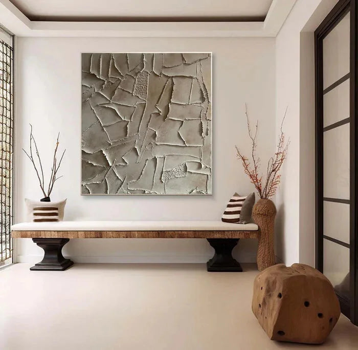 Multicolor Silent Fragments - Minimalist Wabi-Sabi Textured Abstract Oil Painting - Artwallpainting