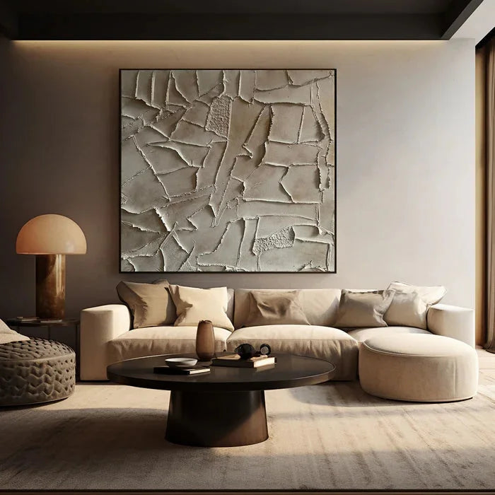 Multicolor Silent Fragments - Minimalist Wabi-Sabi Textured Abstract Oil Painting - Artwallpainting