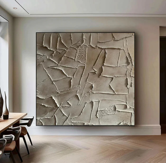 Multicolor Silent Fragments - Minimalist Wabi-Sabi Textured Abstract Oil Painting - Artwallpainting