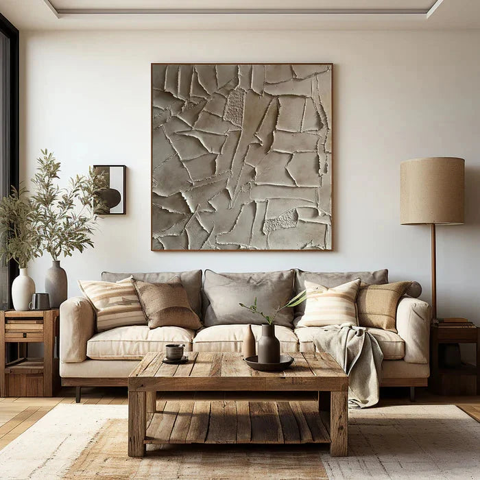 Multicolor Silent Fragments - Minimalist Wabi-Sabi Textured Abstract Oil Painting - Artwallpainting