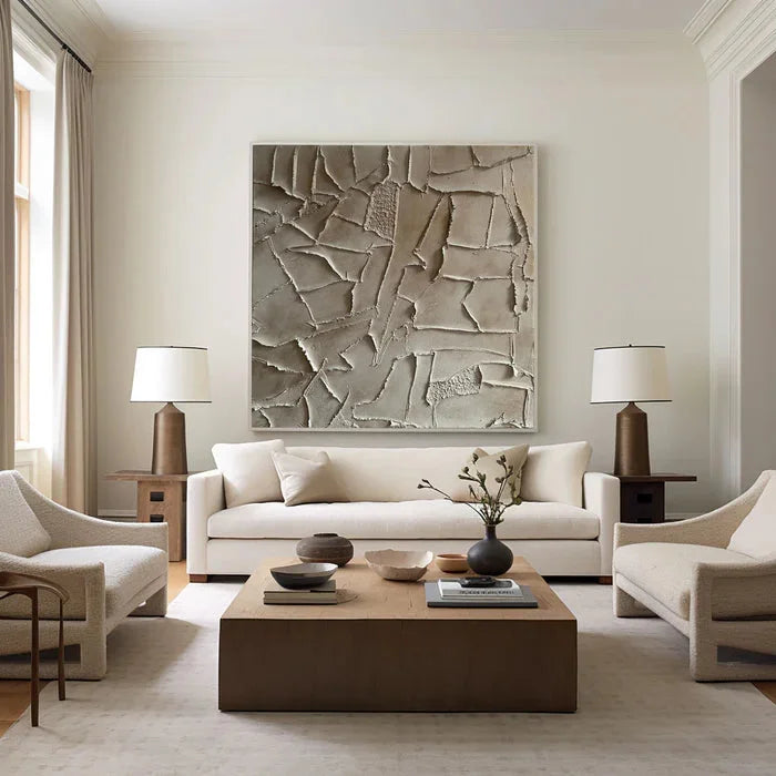 Multicolor Silent Fragments - Minimalist Wabi-Sabi Textured Abstract Oil Painting - Artwallpainting