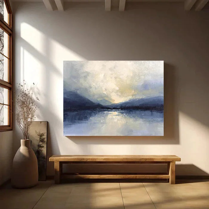 Multicolor Silent Horizon - Hand-Painted Blue Abstract Landscape Oil Painting - Artwallpainting