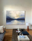 Multicolor Silent Horizon - Hand-Painted Blue Abstract Landscape Oil Painting - Artwallpainting