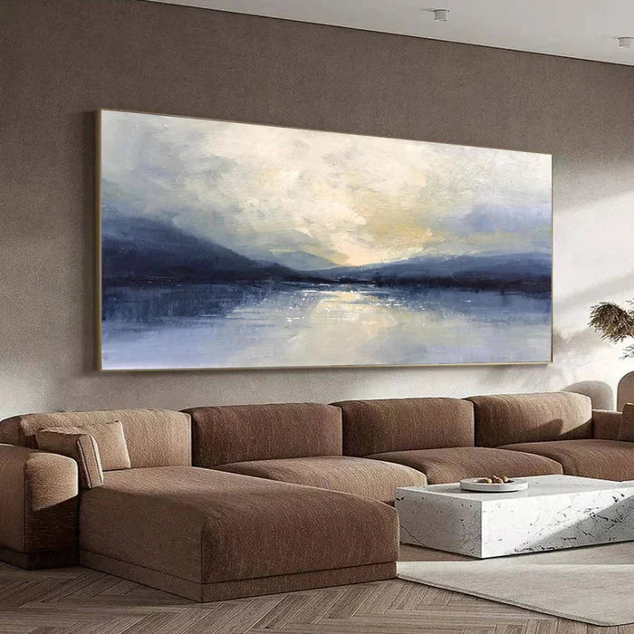 Multicolor Silent Horizon - Hand-Painted Blue Abstract Landscape Oil Painting - Artwallpainting