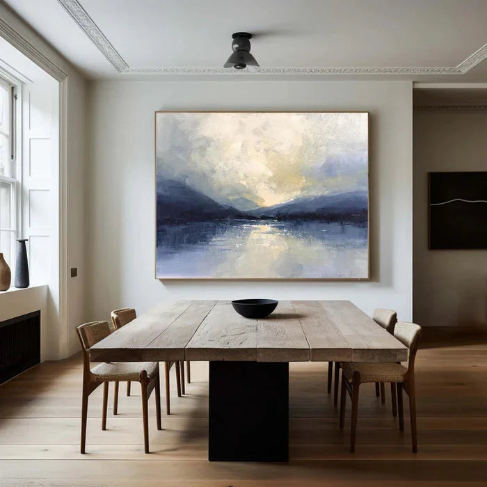 Multicolor Silent Horizon - Hand-Painted Blue Abstract Landscape Oil Painting - Artwallpainting