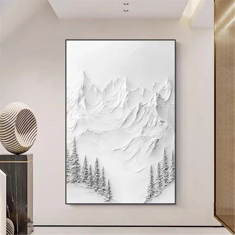 Multicolor Silent Peaks-Texture Sculpture Snow Mountain Wall Art - Artwallpainting