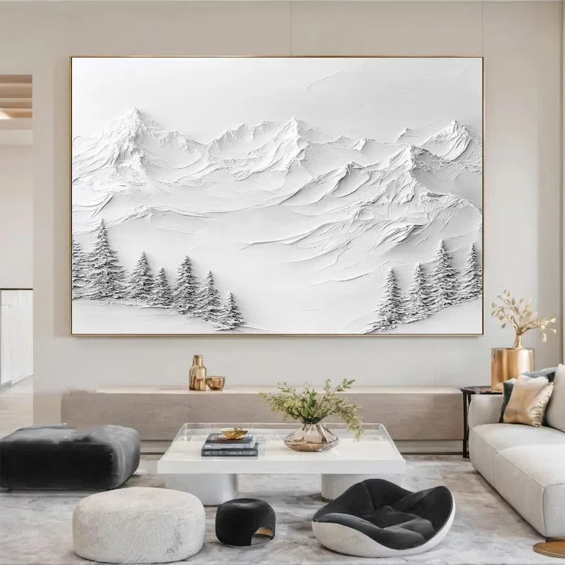 Multicolor Silent Peaks-Texture Sculpture Snow Mountain Wall Art - Artwallpainting