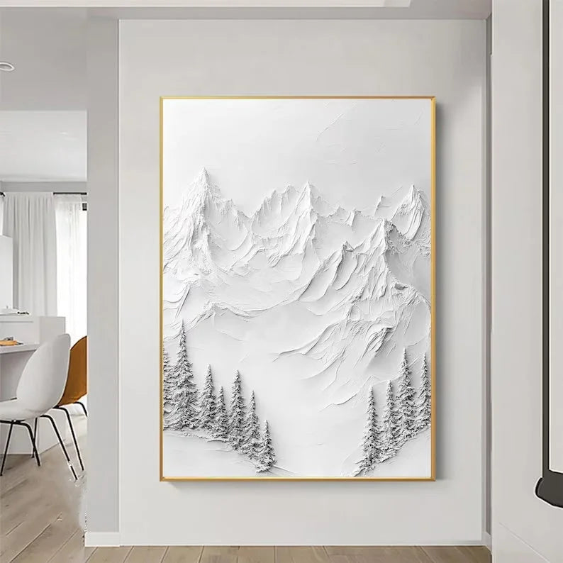 Multicolor Silent Peaks-Texture Sculpture Snow Mountain Wall Art - Artwallpainting