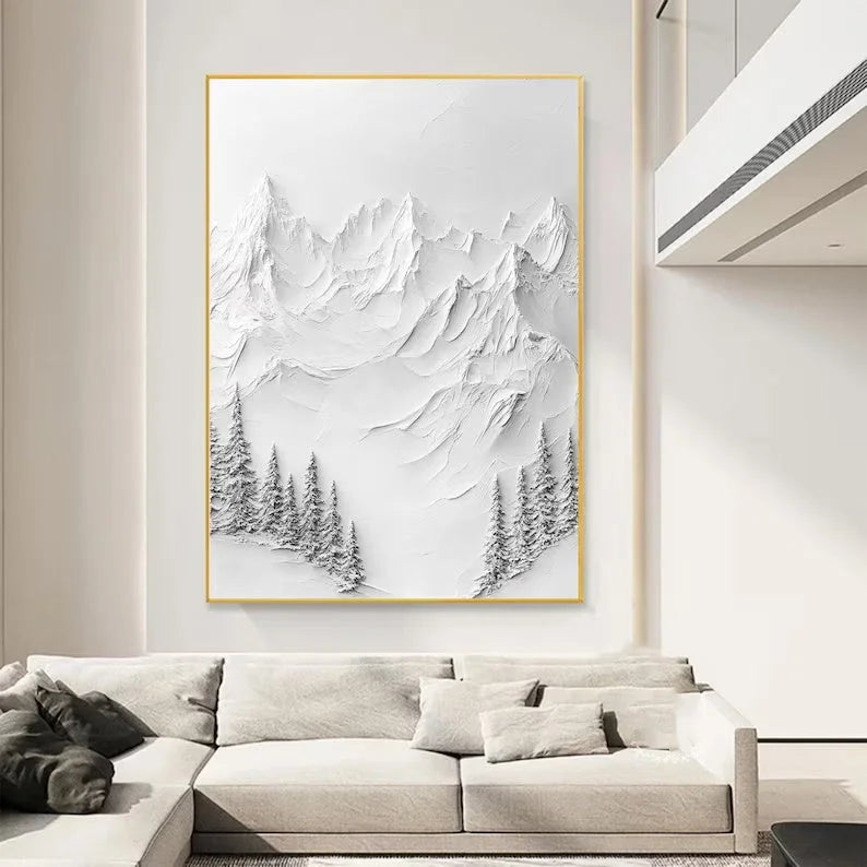 Multicolor Silent Peaks-Texture Sculpture Snow Mountain Wall Art - Artwallpainting