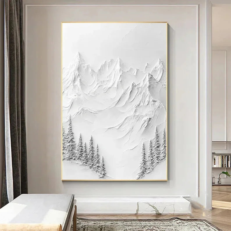Multicolor Silent Peaks-Texture Sculpture Snow Mountain Wall Art - Artwallpainting