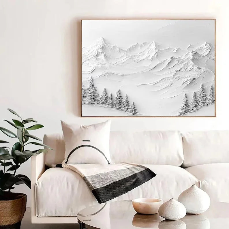 Multicolor Silent Peaks-Texture Sculpture Snow Mountain Wall Art - Artwallpainting