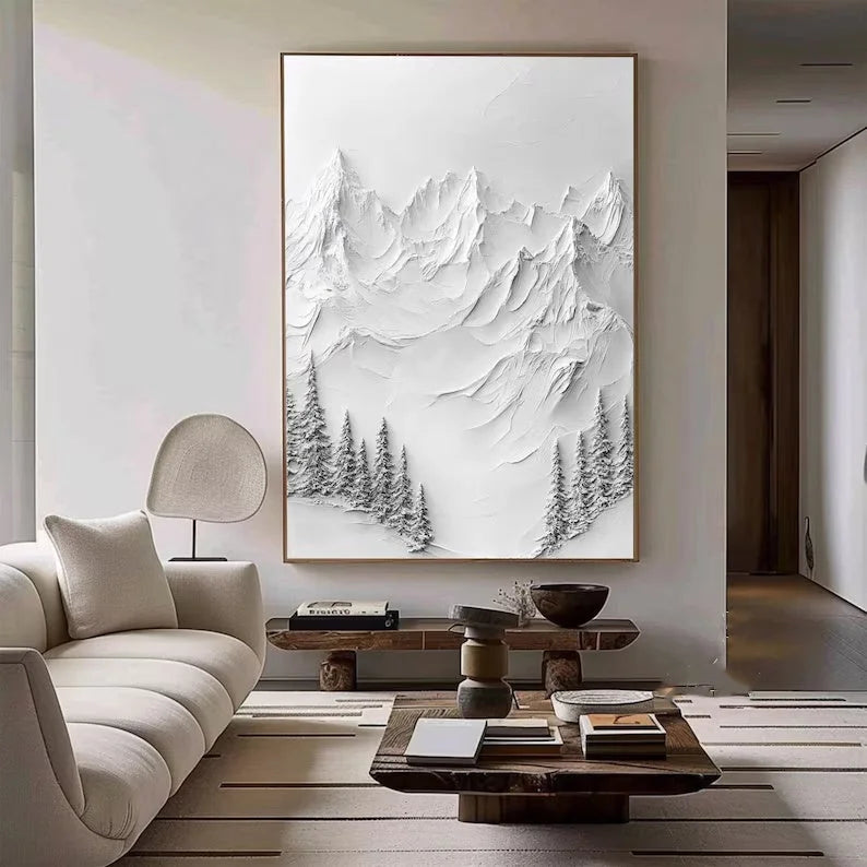 Multicolor Silent Peaks-Texture Sculpture Snow Mountain Wall Art - Artwallpainting