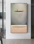 Multicolor Silent Voyage-Modern Minimalist Style Solitary Boat Abstract Wall Art - Artwallpainting