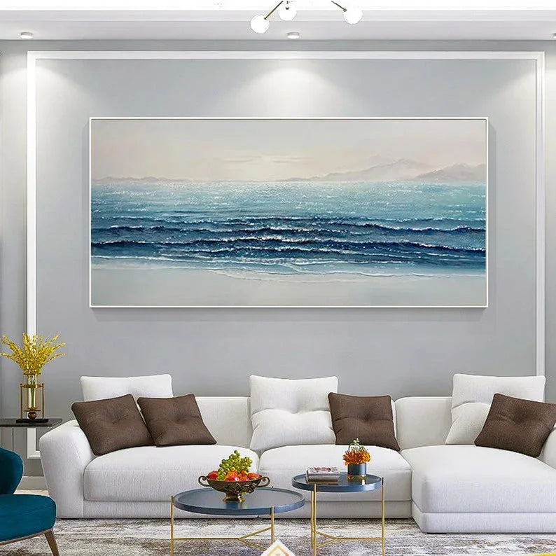 Multicolor Silent Waves-Modern Home Three-Dimensional Sea View Texture Wall Art - Artwallpainting