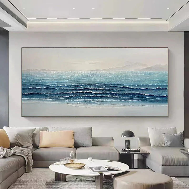 Multicolor Silent Waves-Modern Home Three-Dimensional Sea View Texture Wall Art - Artwallpainting