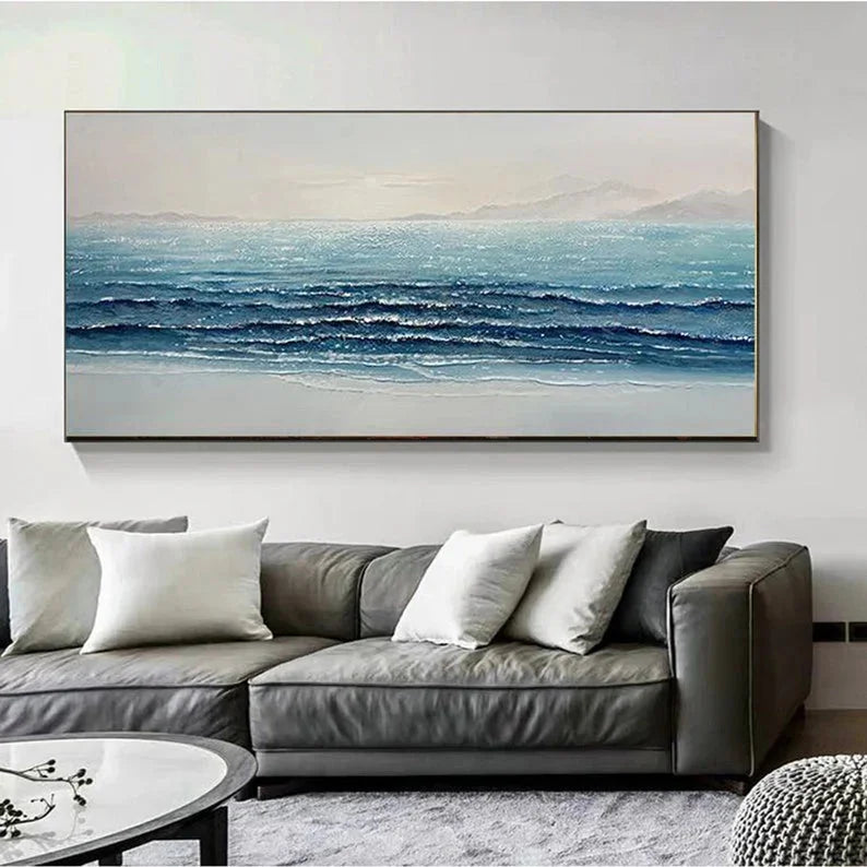 Multicolor Silent Waves-Modern Home Three-Dimensional Sea View Texture Wall Art - Artwallpainting