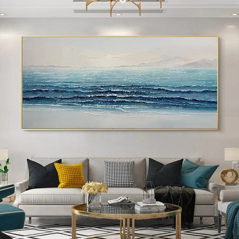 Multicolor Silent Waves-Modern Home Three-Dimensional Sea View Texture Wall Art - Artwallpainting