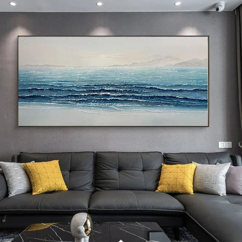 Multicolor Silent Waves-Modern Home Three-Dimensional Sea View Texture Wall Art - Artwallpainting