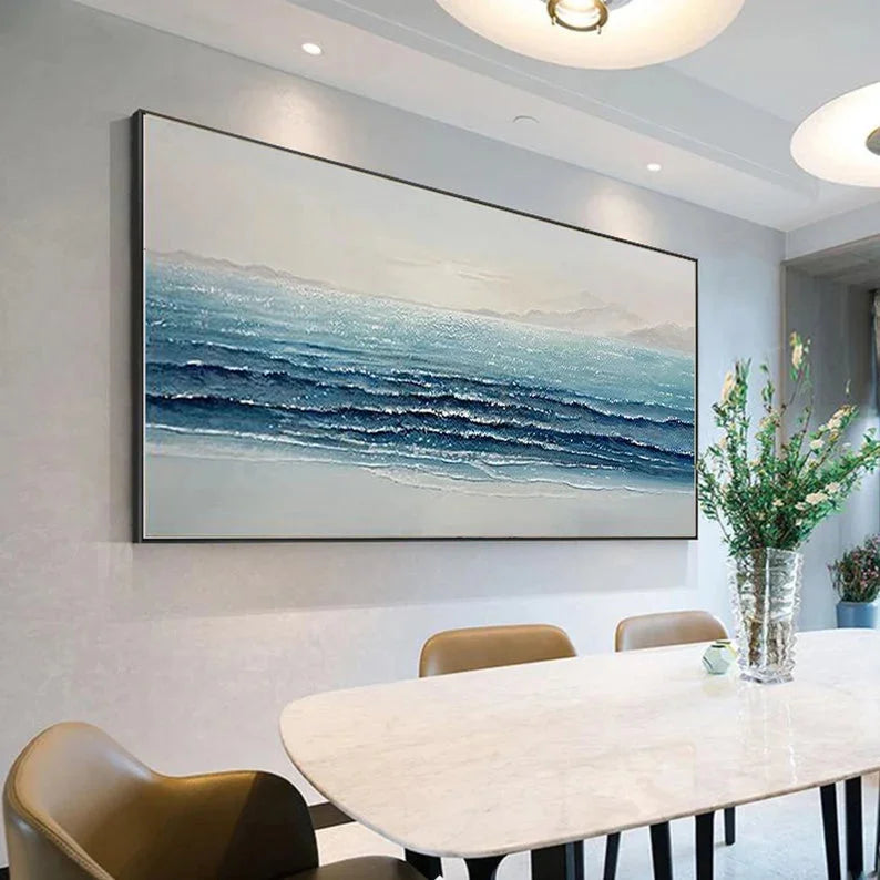 Multicolor Silent Waves-Modern Home Three-Dimensional Sea View Texture Wall Art - Artwallpainting