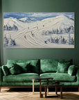 Multicolor Skiing Through Winter - Abstract Oil Painting Wall Art Themed Around Skiing In The Snow Mountains - Artwallpainting