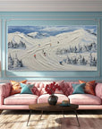 Multicolor Skiing Through Winter - Abstract Oil Painting Wall Art Themed Around Skiing In The Snow Mountains - Artwallpainting