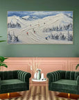 Multicolor Skiing Through Winter - Abstract Oil Painting Wall Art Themed Around Skiing In The Snow Mountains - Artwallpainting