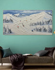 Multicolor Skiing Through Winter - Abstract Oil Painting Wall Art Themed Around Skiing In The Snow Mountains - Artwallpainting